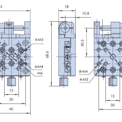 ASP-WN102TM13M ±6.5mm Travel 40 x 40 Aluminium Alloy Linear Stages